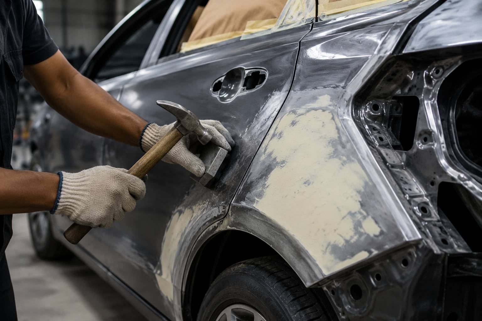 Vehicle restoration work in the Crown workshop